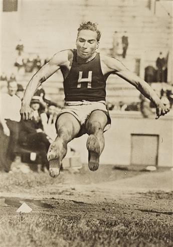 (TRACK STAR & JURIST) A pair of photographs of Edward Orval Ned Gourdin (1897-1966), an American athlete and jurist, here in his Harv